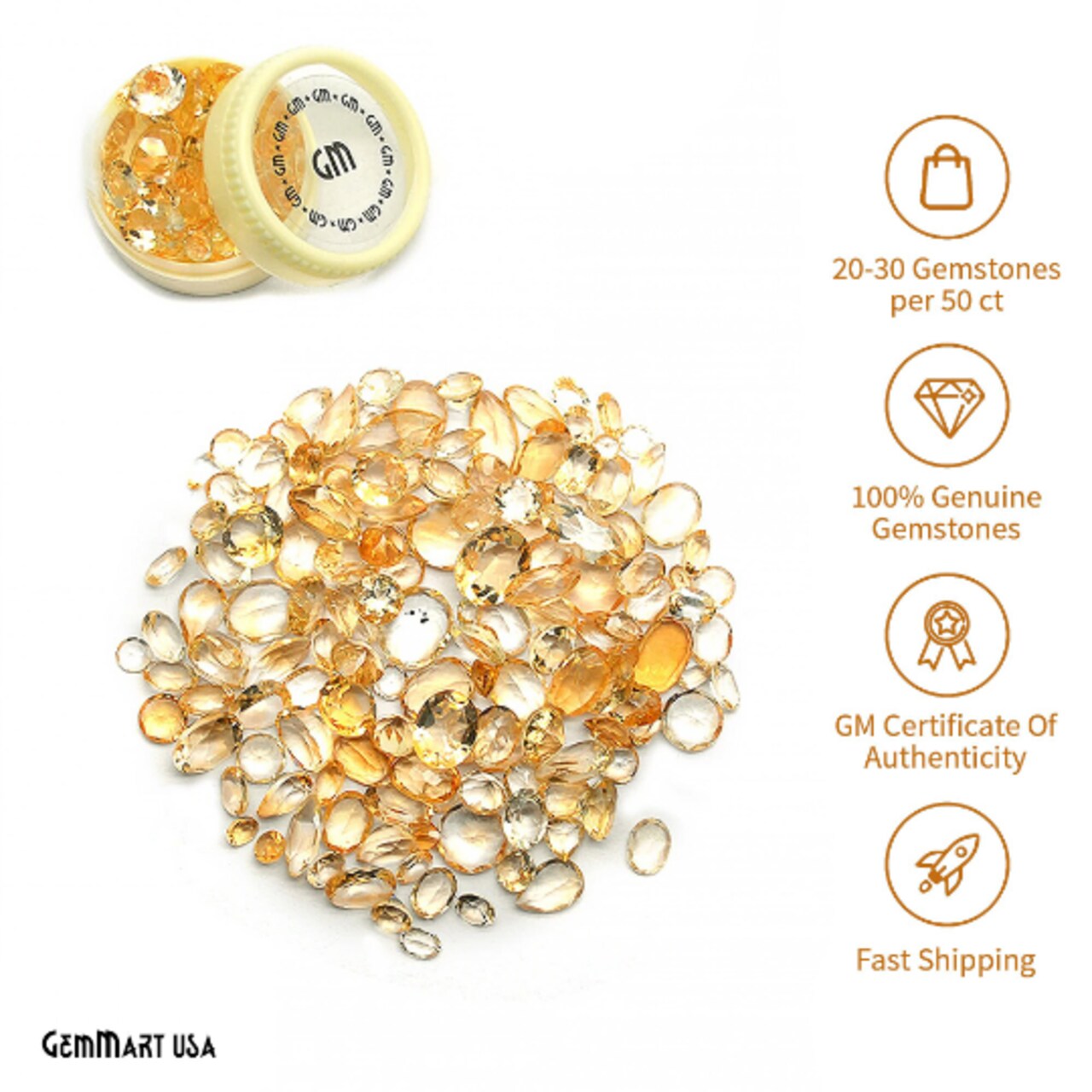 Mixed Gemstone, 100% Natural Faceted Loose Gems, Wholesale Gemstones, 4-8mm GemMartUSA (60001)